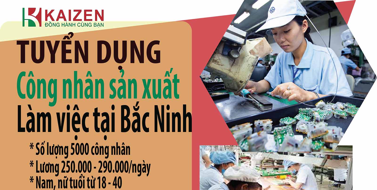 Urgently need to recruit workers to work in industrial zones in Bac Ninh